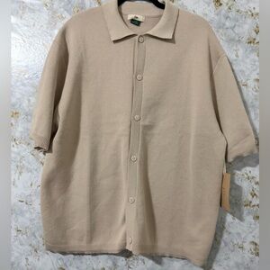 Men's Beige Short Sleeve Shirt